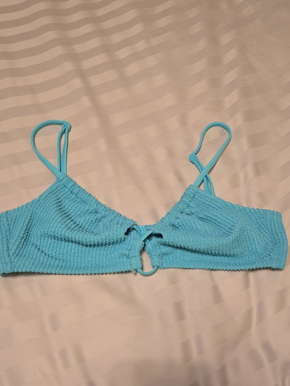 Aerie Turquoise Textured Twist Front Swim Top
